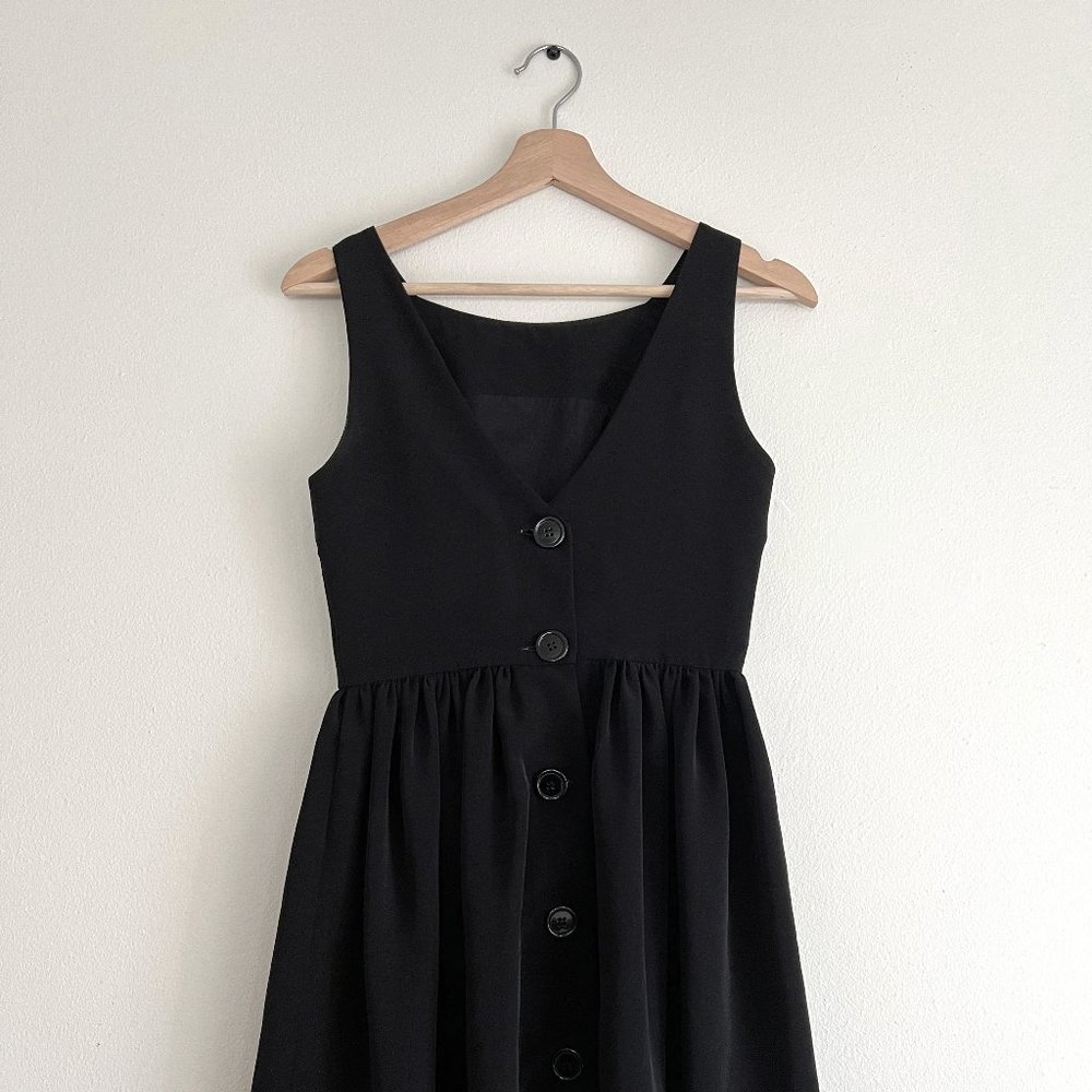 Vintage American Apparel Button-Back Black Dress (S)